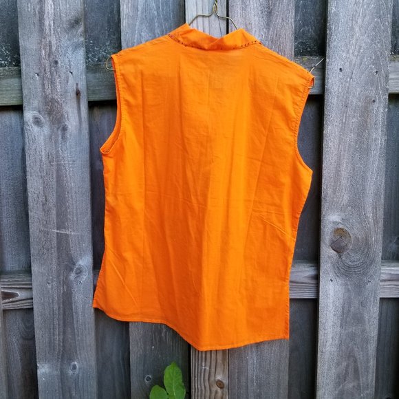 Fiona Orange 100% Cotton Jeweled Shirt XL Tunic - Picture 2 of 8